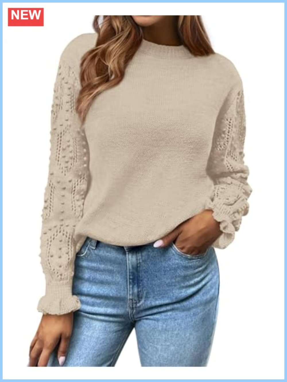 BTFBM Women's Hollow Out Ruffle Sweater Casual Pullover